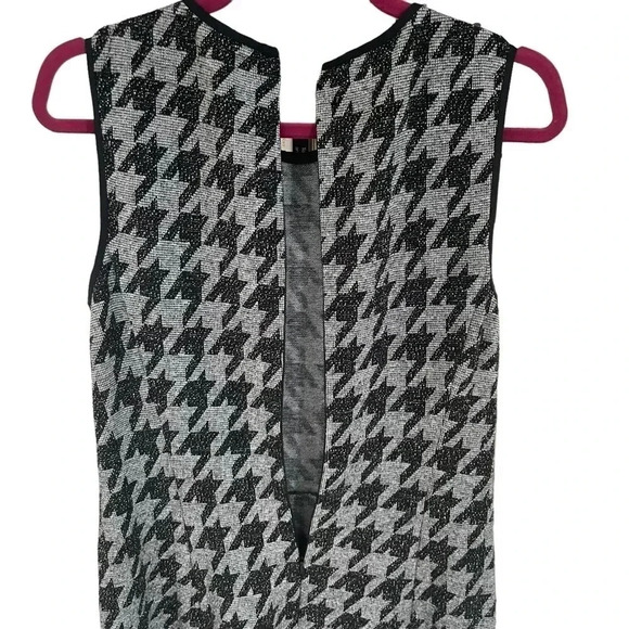 Theory Nikay Dress Black Gray Sleeveless Houndstooth Porter Check - Picture 7 of 8